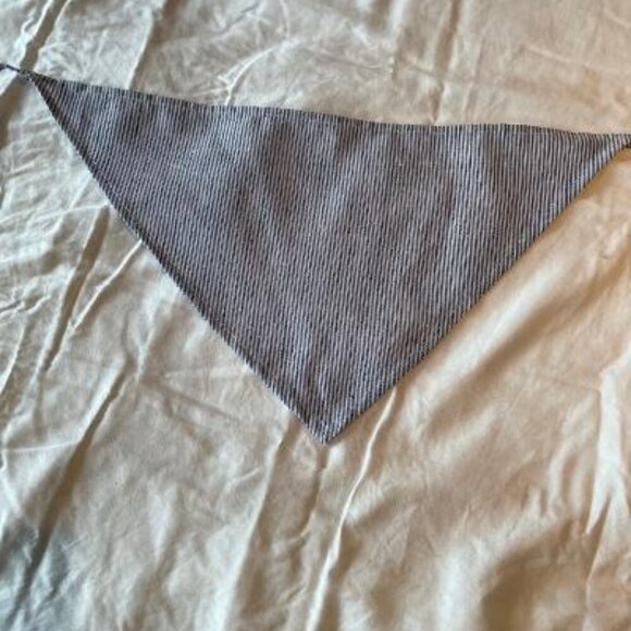 Hand Made Blue Striped Head Kerchief Y2K - Picture 1 of 2